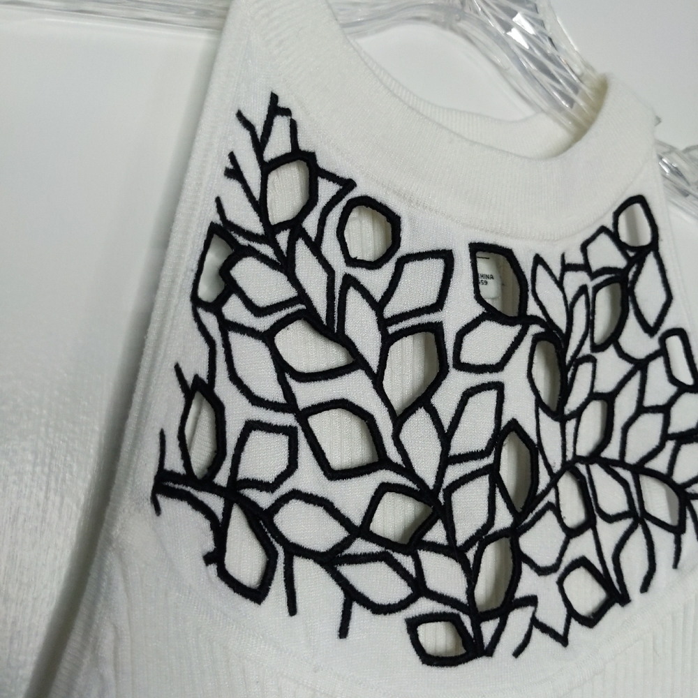 S WHBM Tank Top Tee Shirt Lace Black Blouse Knit L - Picture 3 of 7